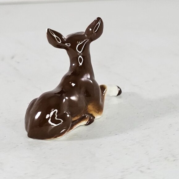 Bone China Moose Miniature Figurine Lying Down Brown Collectible Decor - Picture 5 of 8